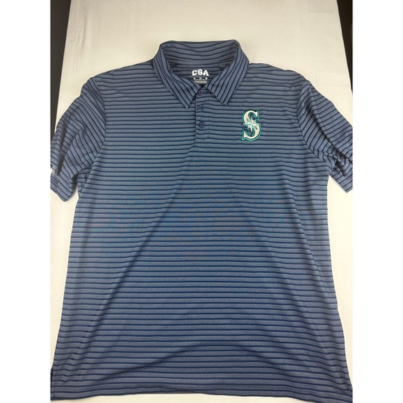 CSA Other - CSA Seattle Mariners Polo XL Blue Striped Short Sleeve MLB Baseball Shirt